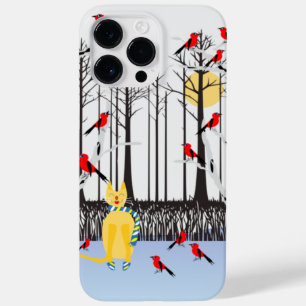 Coque Pour Pour iPhone 14 Pro Max Joie d'hiver - Chat avec foulard Birch Trees Cardi