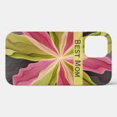 Coques Case-Mate iPhone Joie, Rose Vert Anthracite Fleur Fractal Meilleure (Verso (horizontal))