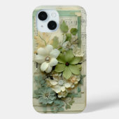 Coques Case-Mate iPhone Joli album à fleurs 3d en Sage vert et blanc (Verso)
