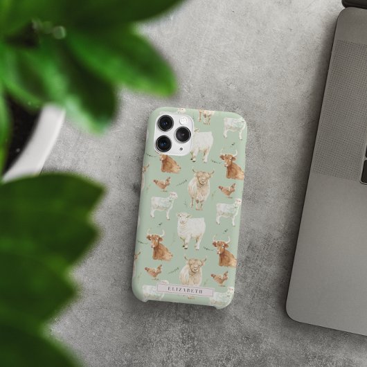 Coques Case-Mate iPhone Joli animal de ferme | Monogramme de vache Highlan