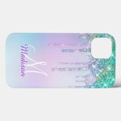 Coques Case-Mate iPhone Joli Aqua Turquoise Unicorn Parties scintillant Dr (Verso (horizontal))