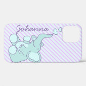 Coques Case-Mate iPhone Joli aqua violet bébé assis éléphant (Verso (horizontal))