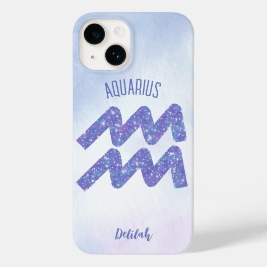 Coques Case-Mate iPhone Joli Aquarius Astrologie Signal Personnalisé Viole (Verso)
