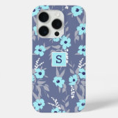Coques Case-Mate iPhone Joli bleu fleurs Motif Monogramme / Initiale (Verso)