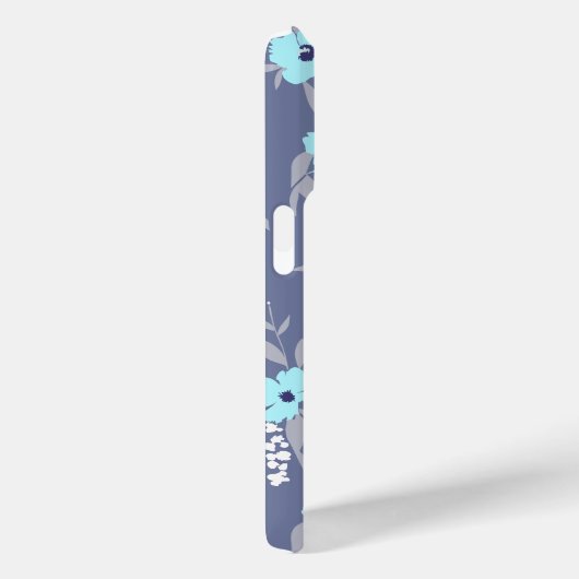 Coques Case-Mate iPhone Joli bleu fleurs Motif Monogramme / Initiale (Verso / Droite)