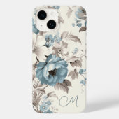 Coques Case-Mate iPhone Joli bleu poussiéreux/Brown clair floral avec/init (Verso)