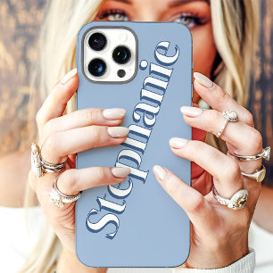 Coques iPhone 16 Pro Max Joli Bleu Poussiéreux Minimaliste Nom Personnalisé