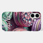 Coques Case-Mate iPhone Joli Bling de Macaron Monogrammé (Verso (horizontal))