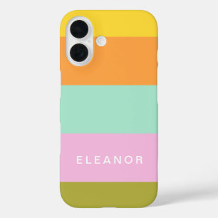 Coques iPhone 16 Joli bloc de couleur pastel géométrique personnali