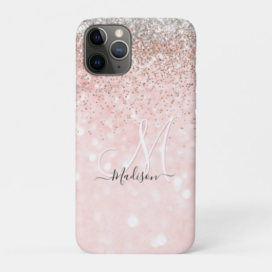 Coques Case-Mate iPhone Joli blush rose faux argent parties scintillant mo (Dos)