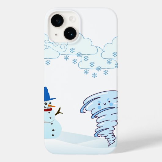 Coques Case-Mate iPhone Joli bonhomme de neige et vent d'hiver (Verso)
