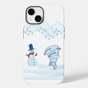 Coque Pour iPhone 14 Joli bonhomme de neige et vent d'hiver