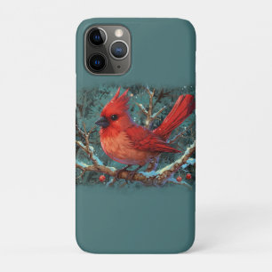 Case-Mate iPhone Case Joli Cardinal Rouge avec des Baies Rouges d'Hiver