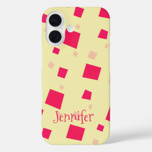 Coques Case-Mate iPhone Joli Carré rose Confetti Ajouter votre nom Fille (Verso)