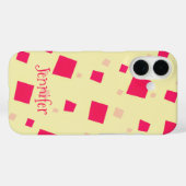 Coques Case-Mate iPhone Joli Carré rose Confetti Ajouter votre nom Fille (Verso (horizontal))