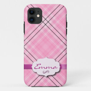 Case-Mate iPhone Case Joli carreau rose avec étiquette nominative