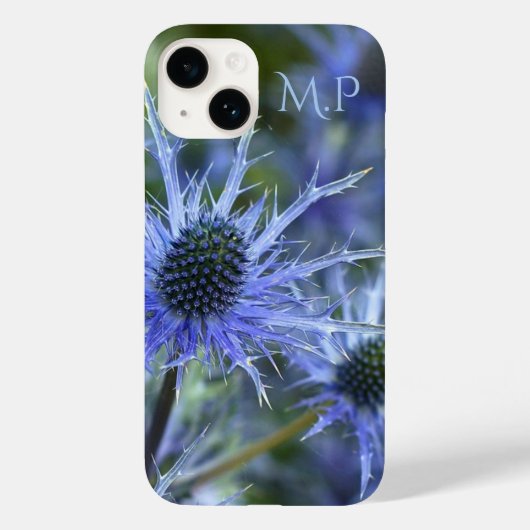 Coques Case-Mate iPhone Joli Chardon de Mer Bleu Monogramme (Verso)