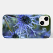 Coques Case-Mate iPhone Joli Chardon de Mer Bleu Monogramme (Verso (horizontal))