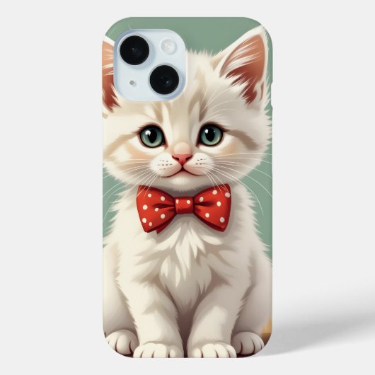Coques Case-Mate iPhone Joli chat blanc adorable avec noeud papillon (Verso)