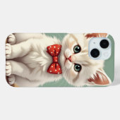 Coques Case-Mate iPhone Joli chat blanc adorable avec noeud papillon (Verso (horizontal))