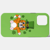 Coques Case-Mate iPhone Joli chat de la Saint-Patrick avec des trèfles de (Verso (horizontal))