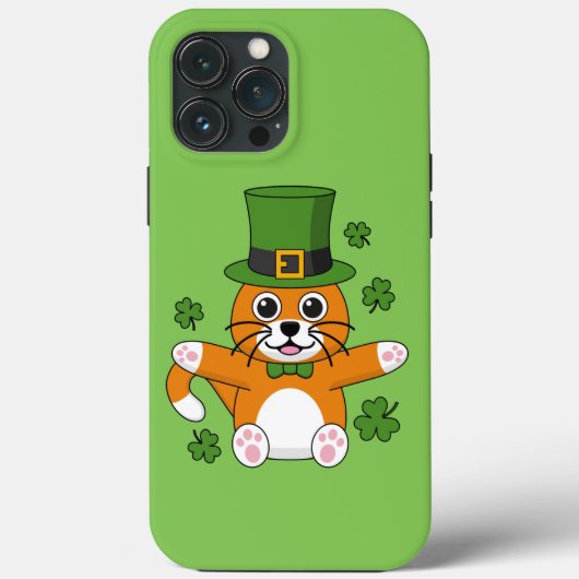 Coques Case-Mate iPhone Joli chat de la Saint-Patrick avec des trèfles de (Verso)