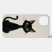 Coques Case-Mate iPhone Joli Chat Noir Avec Des Yeux Verts (Verso (horizontal))