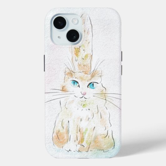 Coques Case-Mate iPhone Joli Chat Pastel Aquarelle (Verso)