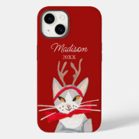 Joli chat rétro rouge de Noël
