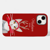 Coques Case-Mate iPhone Joli chat rétro rouge Noël (Verso (horizontal))