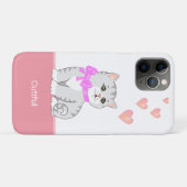 Coques Case-Mate iPhone Joli chat tabby & coeurs sur fond rose et blanc (Dos (Horizontal))