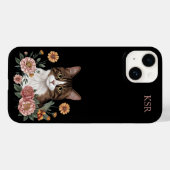 Coques Case-Mate iPhone Joli chat tigré avec des fleurs (Verso (horizontal))