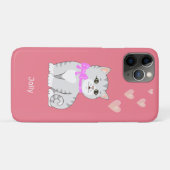 Coques Case-Mate iPhone Joli chat tigré & coeurs sur fond rose (Dos (Horizontal))