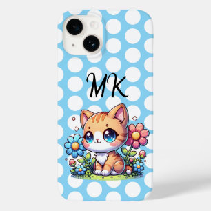 Coque Pour iPhone 14 Joli chaton orange dans des fleurs personnalisé