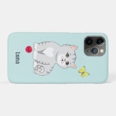 Coques Case-Mate iPhone Joli chaton orange tabby sur fond bleu clair (Dos (Horizontal))