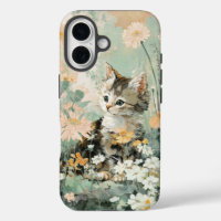 Joli chaton vintage dans des fleurs Cottagecore iP