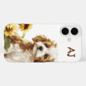 Coques Case-Mate iPhone Joli chatte tournesol Monogramme (Verso (horizontal))