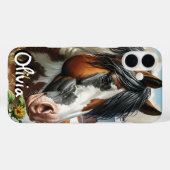 Coques Case-Mate iPhone Joli Cheval Pinto Brown et Blanc sur ferme rustiqu (Verso (horizontal))