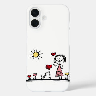 Coques iPhone 16 Joli chien avec une fille