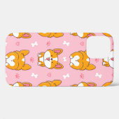 Coques Case-Mate iPhone Joli chien de corgi sans couture motif (Verso (horizontal))
