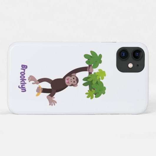 Coques Case-Mate iPhone Joli chimpanzé dans la jungle suspendu dessin anim (Dos (Horizontal))