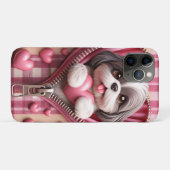 Coques Case-Mate iPhone Joli chiot 3D dans un Arrière - plan rose et blanc (Dos (Horizontal))