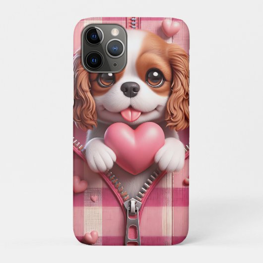 Coques Case-Mate iPhone Joli chiot 3D dans un Arrière - plan rose et blanc (Dos)