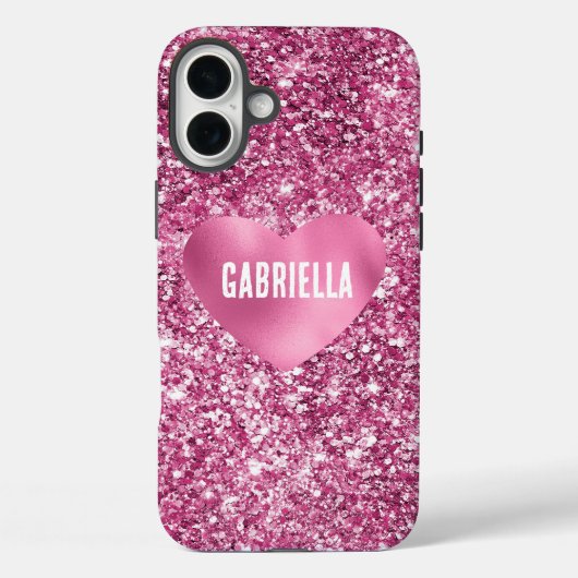 Coques Case-Mate iPhone Joli coeur de Parties scintillant rose glam (Verso)