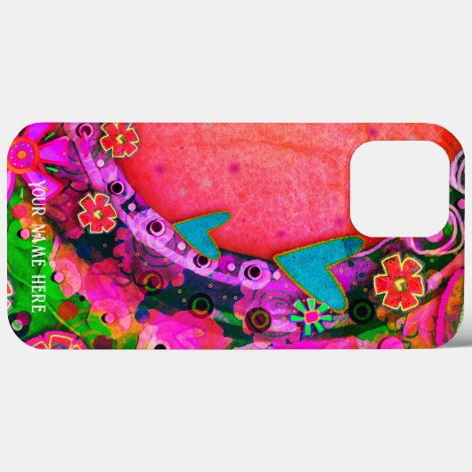 Coques Case-Mate iPhone Joli Coeur mignon Fleurs Inspirivité Customisée (Verso (horizontal))