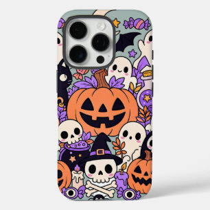 Coques iPhone 16 Pro Joli Collage de Dessins pour Halloween