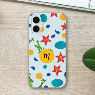 Coques iPhone 16 Joli collage de plage océanique monogramme personn