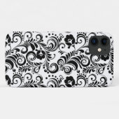 Coques Case-Mate iPhone Joli design de fond floral noir et blanc (Dos (Horizontal))