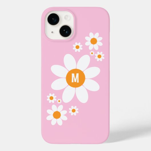 Coques Case-Mate iPhone Joli design simple de marguerite blanche avec init (Verso)