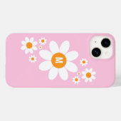 Coques Case-Mate iPhone Joli design simple de marguerite blanche avec init (Verso (horizontal))
